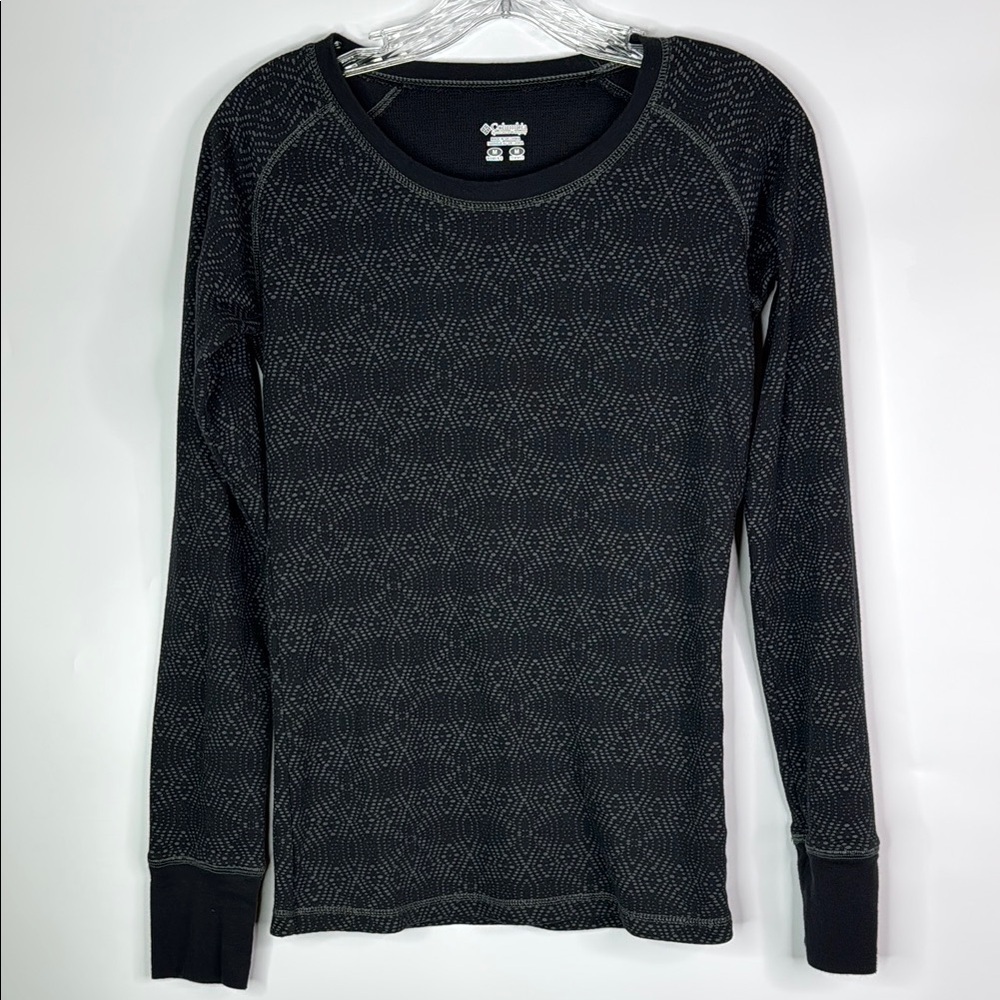 Columbia Geometric Black Long Sleeve Thermal Shirt Size Medium